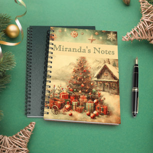 Carnet Vintage sapin de Noël personnalisé
