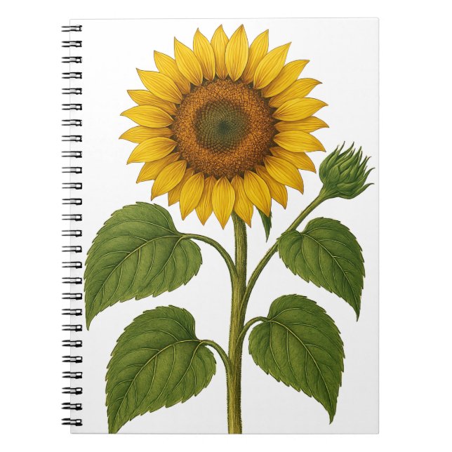 Carnet Vintage Sunflower transparent background (Devant)