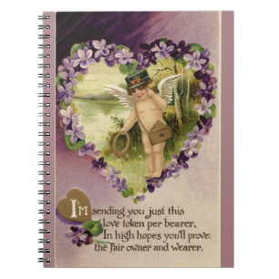 Carnet Vintage Valentine Cherub et Violettes