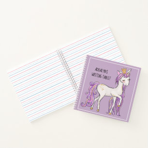Carnet Violet blanc Unicorne Tiara Petite tablette d'écri