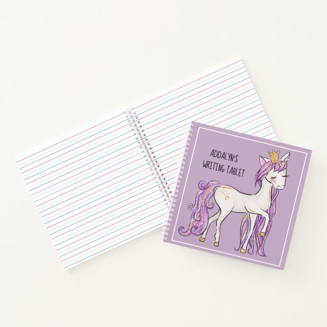 Carnet Violet blanc Unicorne Tiara Petite tablette d'écri (Intérieur)
