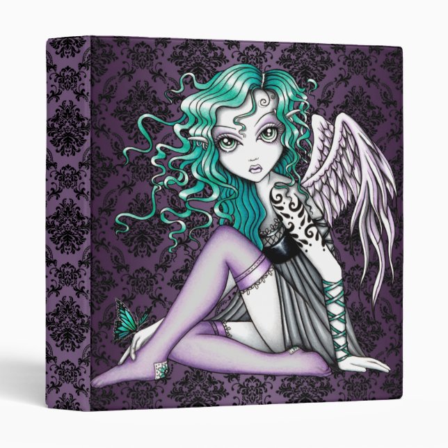 Carnet violet de classeur d'ange de tatouage (Devant/Côté)