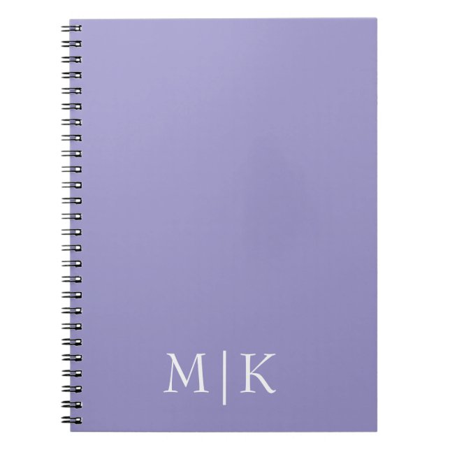 Carnet Violet et blanc | Monogramme moderne (Devant)