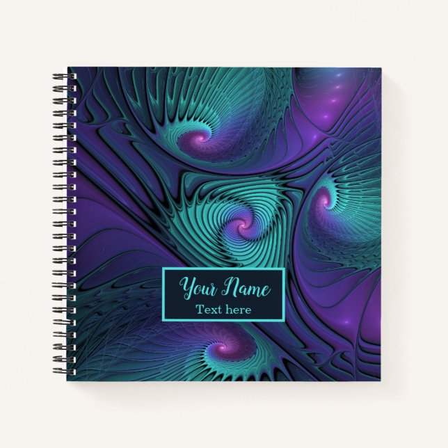 Carnet Violet et Turquoise, moderne abstrait Nom fractal (Devant)