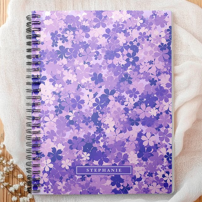 Carnet Violet Floral Élégant Violet Blossom Motif (Add a touch of blooming charm to your daily journaling with this purple floral personalized notebook)
