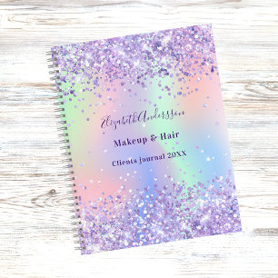 Carnet Violet lavande nom holographique d'entreprise 