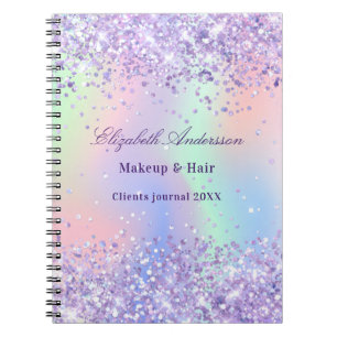 Carnet Violet lavande nom holographique entreprise
