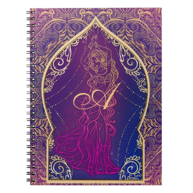 Carnet Violet & Or Marocain du ventre Arabe Danser Glam (Devant)
