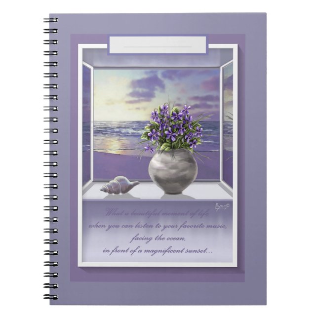 Carnet violettes dans un bocal de lune (Devant)