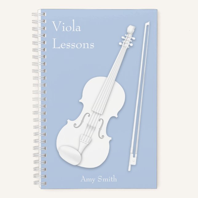 Carnet Violon blanc ou Viola Bleu clair Musique personnal (Recto)