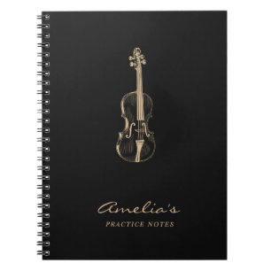 Carnet Violon enseignant Élégant script noir