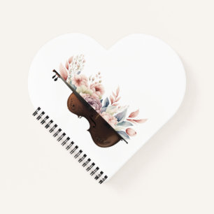 Carnet Violon parmi les fleurs. Bouquet de fleurs.