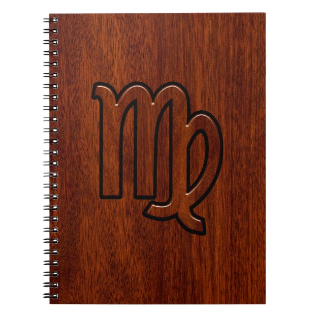Carnet Virgo Zodiac Connexion décoration style bois acajo (Devant)