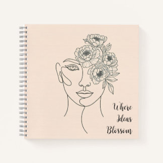 Carnet Visage avec fleurs en floraison