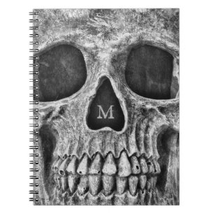 Carnet Visage crâne Gothique Noir Blanc Cool Macabre
