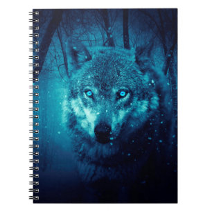 Carnet Visage de loup dans la forêt d'imaginaires sombres