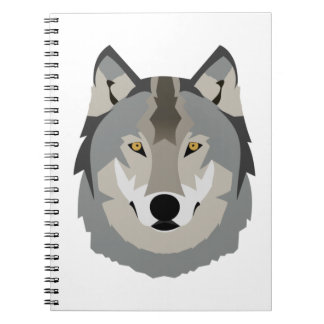 Carnet Visage de loup gris mignon et Cool, animal illustr