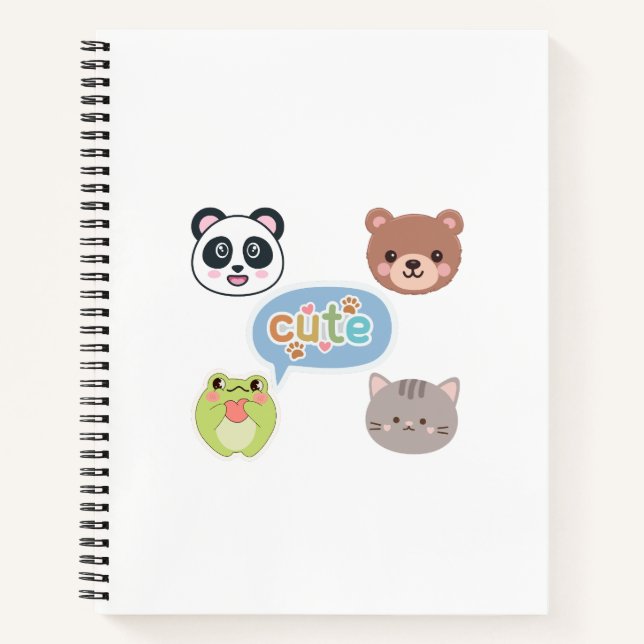 Carnet Visages d'animaux mignons Kawaii | Conception de d (Devant)