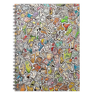Carnet Visages de Dessin Animé Bizarre Crayon de Couleur