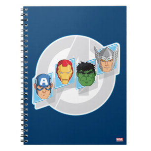 Carnet Visages de personnages d'Avengers sur le logo