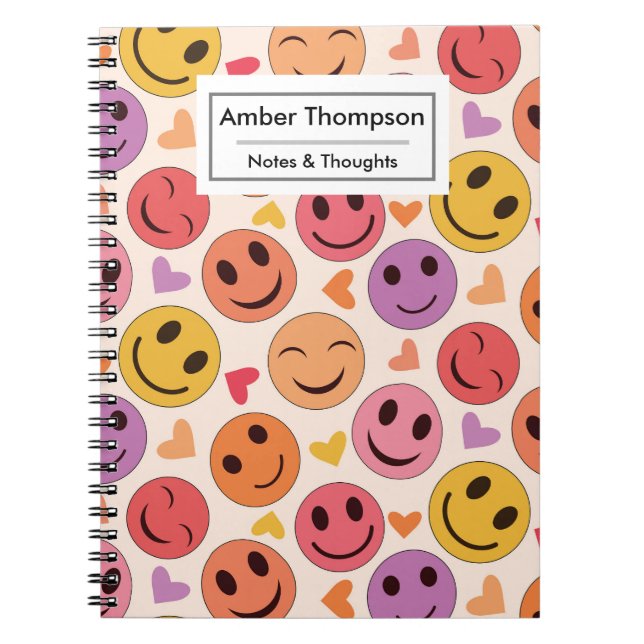 Carnet Visages souriants colorés heureux personnalisés  (Devant)