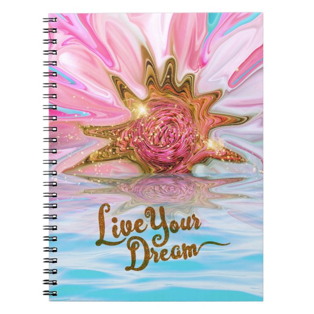 Carnet Vivez votre rêve - Rose Flower power (Devant)