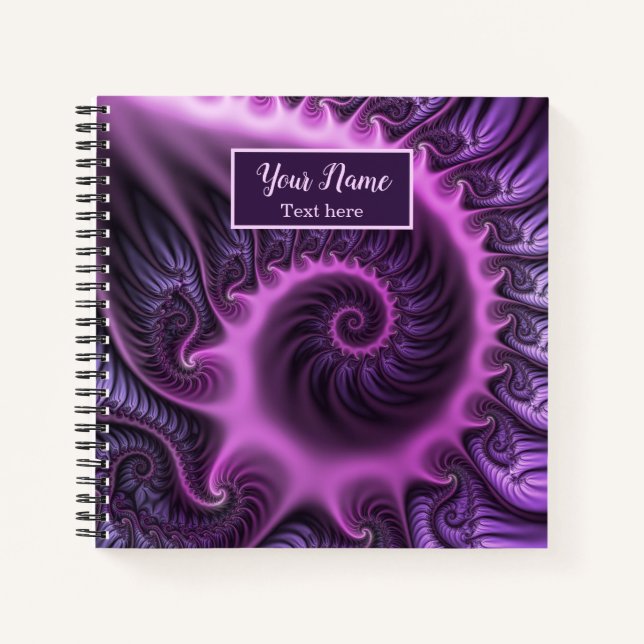 Carnet Vivid Abstrait rose violet Fractal Art Nom Spiral (Devant)