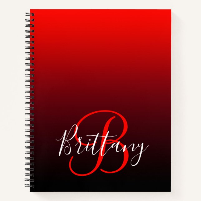 Carnet Vivid rouge bordeaux et noir ombre monogramme (Devant)