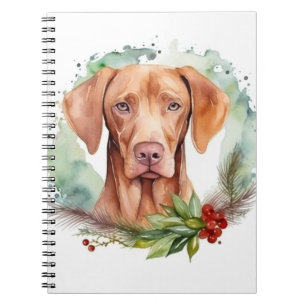 Carnet Vizsla Christmas Wreath Festive Pup