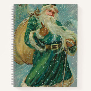 Carnet Vœux de Noël-Carte postale rétro du Père Noël