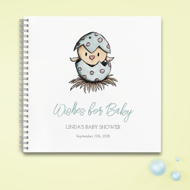 Carnet Voeux pour bébé Aquarelle Oiseau Baby shower invit (Créateur téléchargé)