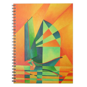 Carnet Voiles chinoises en junk à Sunrise Orange et Vert