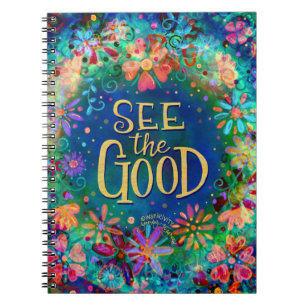 Carnet Voir le bon floral jolie bleue Inspirivity