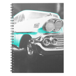 Carnet voiture classique chevy impala bleu vif de 1958
