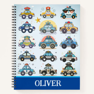 Carnet Voitures de police mignonnes motif personnalisé