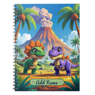Carnet Volcano Cute Dinosaur - Nom modifiable