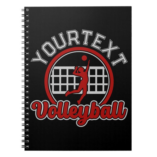 Carnet Volleyball AJOUTER LE NOM Spike Ball Attaque Équip (Devant)