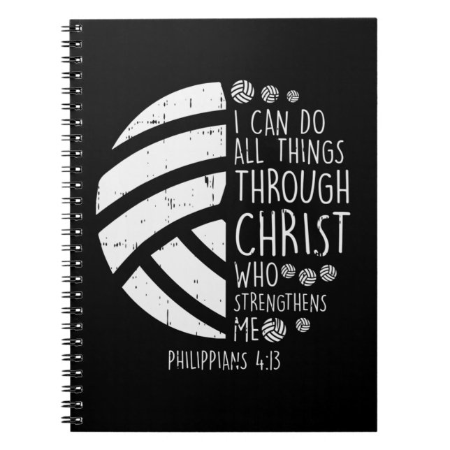 Carnet Volleyball je peux faire des choses Bible Verse Di (Devant)