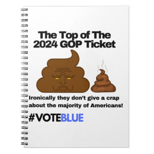 Carnet Vote Blue 2024 : Conception Emoji Poop Anti-Trump