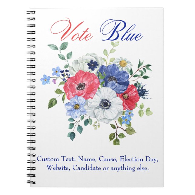 Carnet Vote Blue Voter USA Democratic Political Voter (Devant)