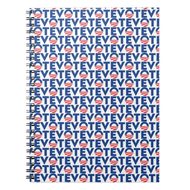 Carnet Vote hope motif de typographie rouge blanc et bleu (Devant)