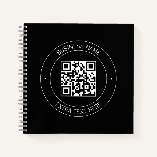 Carnet Votre code QR & Texte modifiable | Noir & Blanc (Devant)