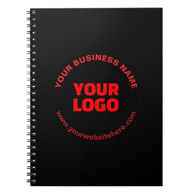 Carnet Votre logo et texte circulaire modifiable, rouge o (Devant)