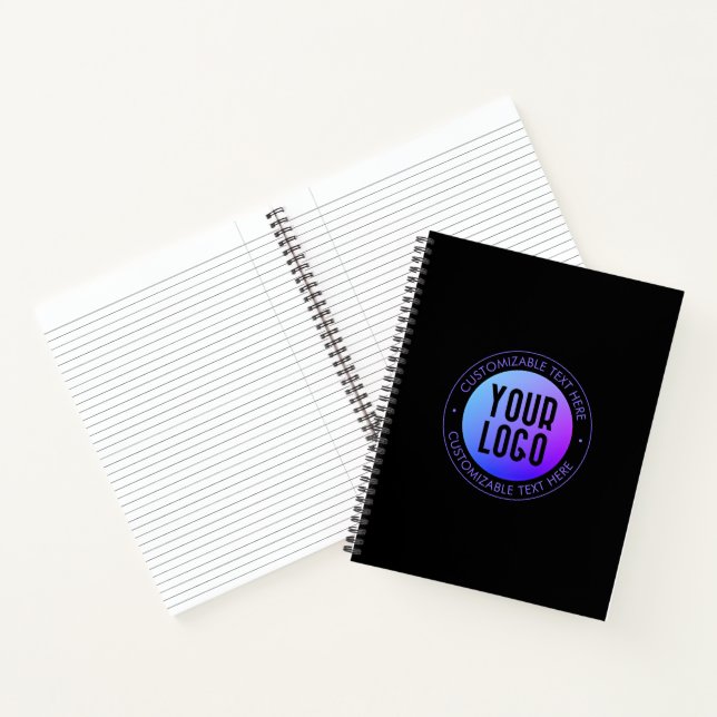 Carnet Votre logo & moderne bleu & violet Ombre dégradant (Intérieur)