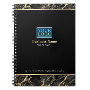 Carnet Votre Logo, Nom commercial Gold, Marbre Noir/Or