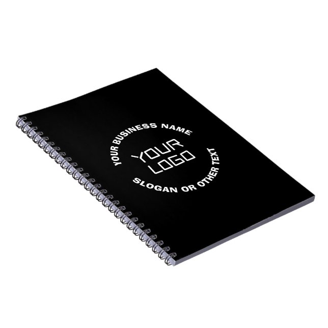 Carnet Votre logo ou image et texte modifiable | Noir et  (Côté Droit)