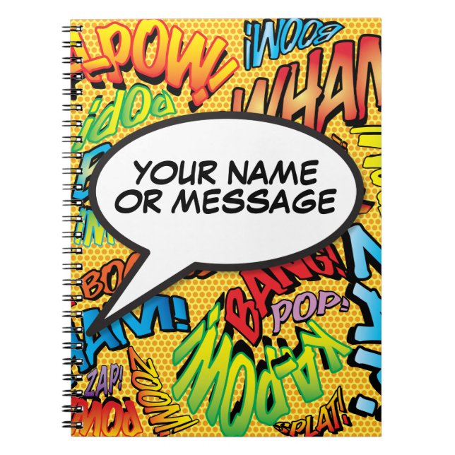Carnet Votre message Voix Bubble Amusant Retro Comique Li (Devant)