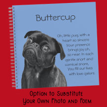 Votre photo et mots Black Pug chiot avec poème