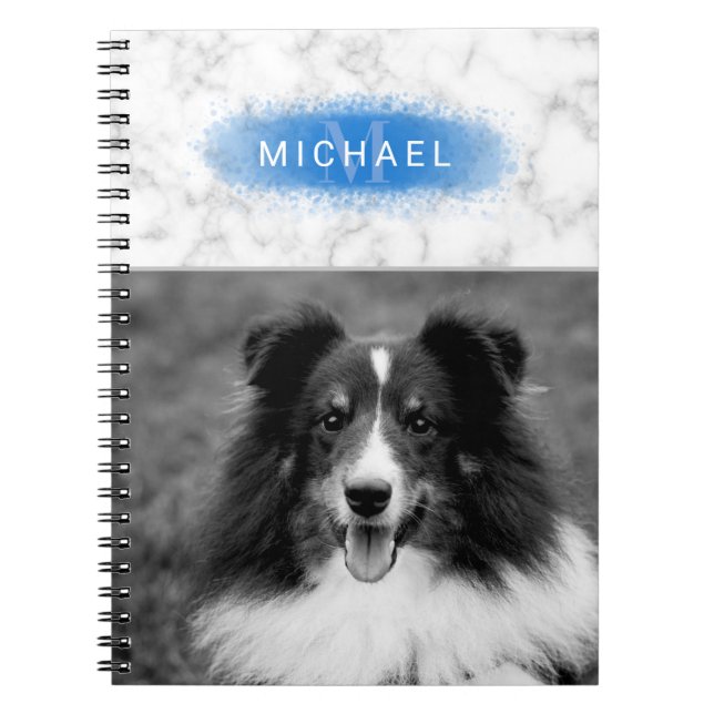 Carnet Votre Photo Personnalisée & Faux Marble Texture Av (Devant)