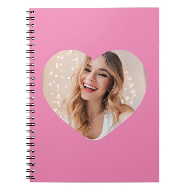 Carnet Votre photo votre visage sur un rose cardiaque per (Devant)